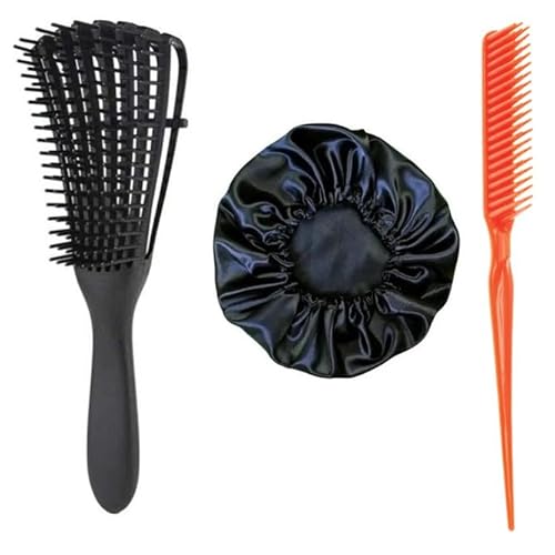 Kit Escova Cabelo Polvo Para Cabelos Crespos Cacheados Anti Quebra e Desembaraçadora + Pente Escova