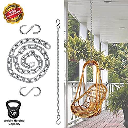 Image of Metal Hammock Swing Chair Without Stand For Home, Hanging Swings For Indoor, Outdoor, Home, Patio, Yard, Balcony, Garden (Grey Basket With Grey Cushion, 92 Cm, 92 Cm)