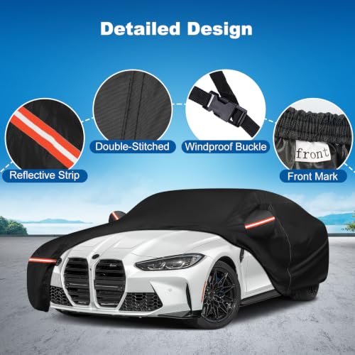 Image of QUNSUNUS Car Cover for BMW M4 / 4 Series 420i 428i 430i 435i 440i /4 Coupe 2014-2026, Waterproof M4 Car Covers with Cotton Lining, All Weather Cover with Straps and Zipper