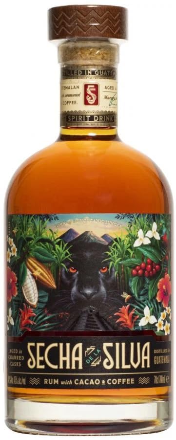 Rum con Cacao e Caffè Secha De La Silva, Distillato in Guatemala, Invecchiato in Botti di Rovere, 40% Vol, 700 ml