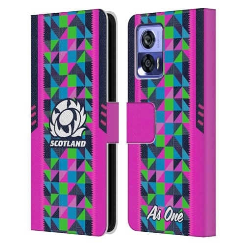 Head Case Designs Officially Licensed Scotland Rugby Neon Training 2023/24 Crest Kit Leather Book Wallet Case Cover Compatible with Motorola Edge 30 Neo 5G