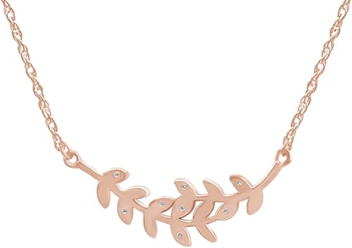 Miniatura 3 de Delicado colgante de espalda de vides para mujer, collar de fondo de hoja de derivación horizontal con acento de diamante natural rugoso para ella