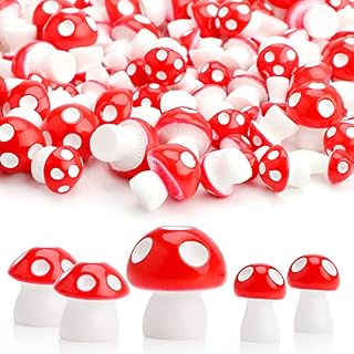 Gukasxi 100 Pieces Mini Resin Mushrooms Miniature, Figurines Garden Mushrooms Tiny Mushrooms Ornaments, Fairy garden mushrooms for DIY Garden Miniature Statue Landscape Craft Decorative, 3 Sizes