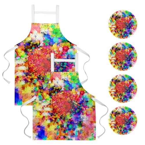 Tablier de serveuse pour restaurant et bistrot au motif art abstrait