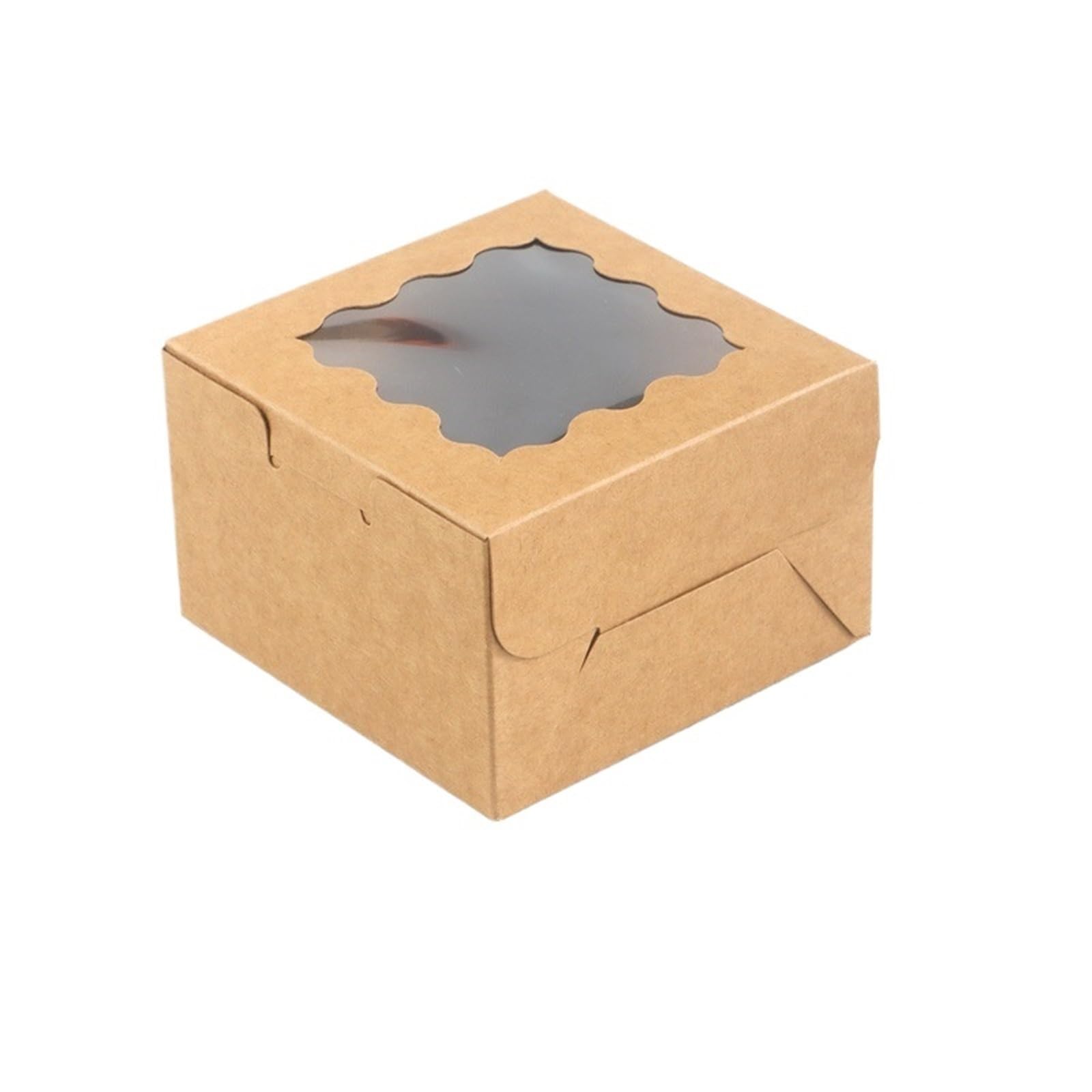 XPJYUA Bakery Boxes with Clear Window StoBag 20pcs Color Kraft Paper Box With Window Small Packaging For Cake Dessert Cookies Doughnut Storage Baking Party Favor(Kraft paper)