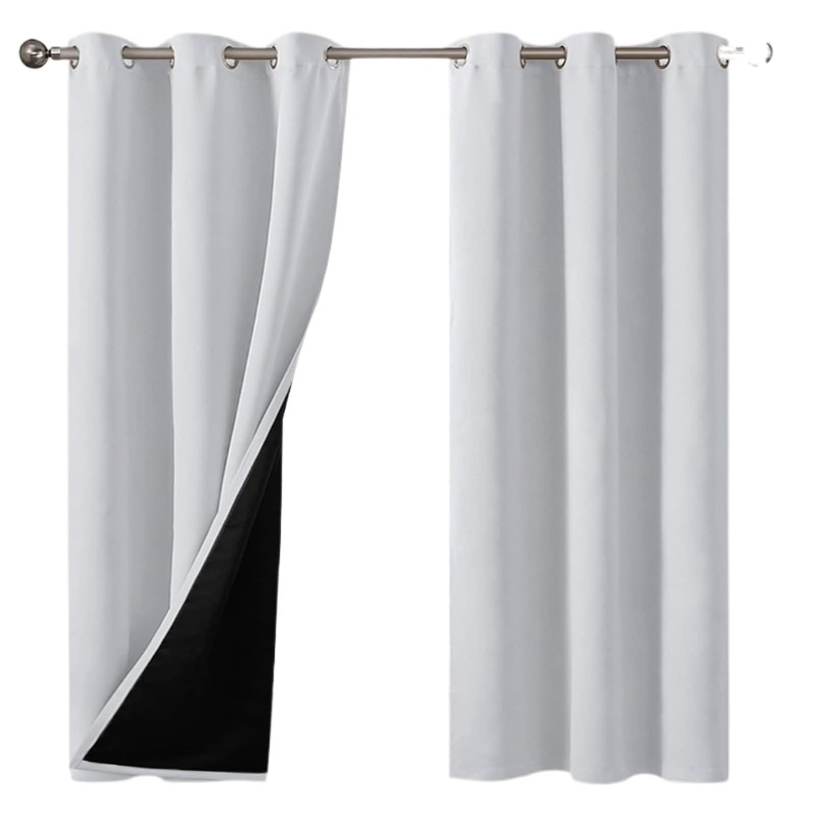 YDYAENIO blackout curtains Blackout Curtains for Bedroom with Double Layer Grommet Black Thermal Window Drapes for Bedroom Living Room Kitchen Window(Greyish White)