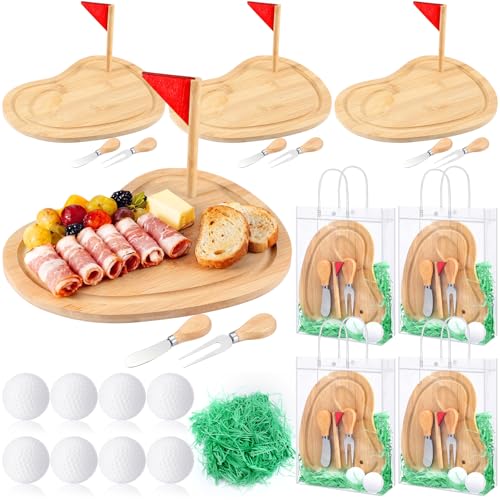 Set de 4 tablas de cortar de madera con accesorios de golf miniatura 1
