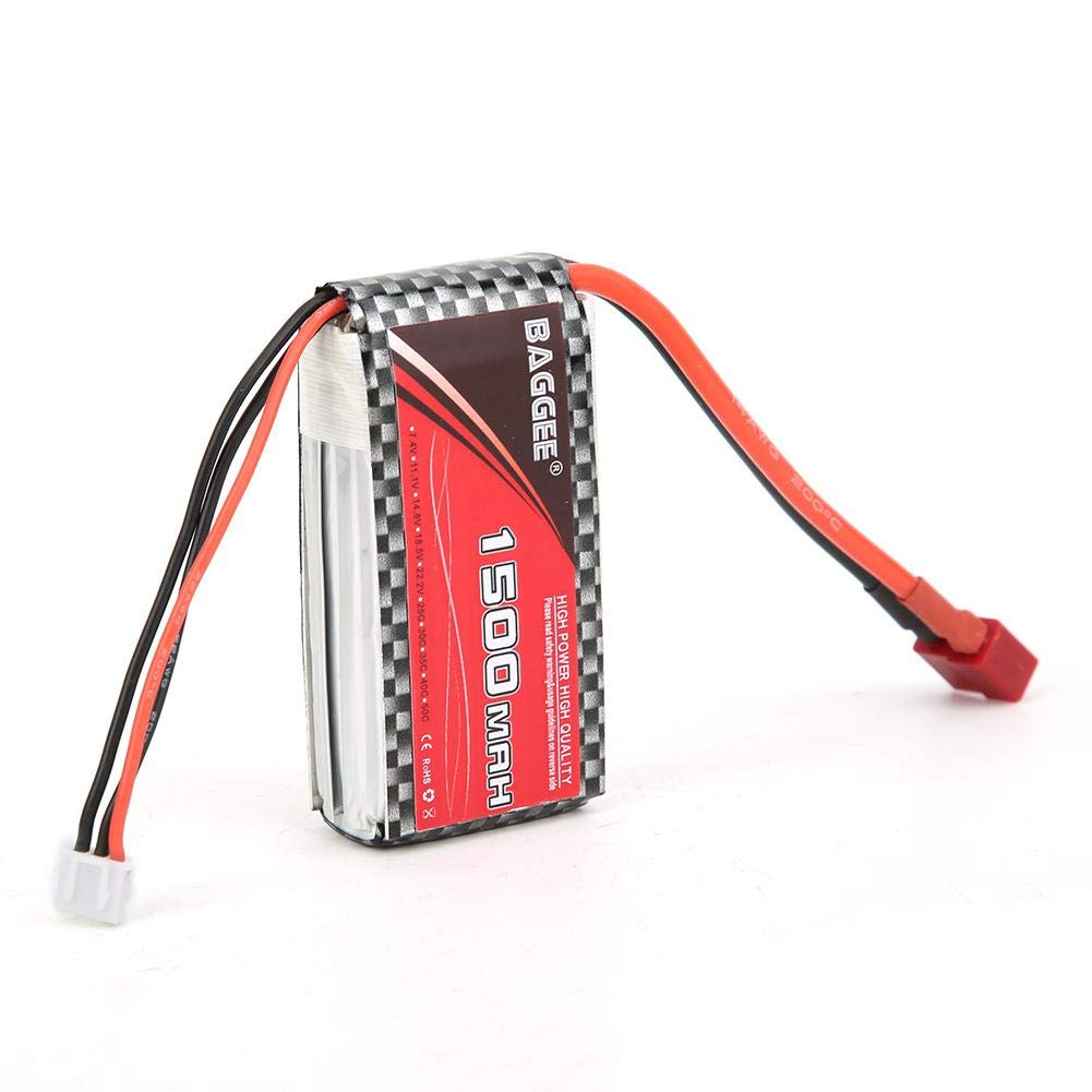 RC Drone Battery, 25C 2S 7.4V 1500mAh Polymer Lithium Battery for Remote Control Drone Model Car(T Plug)