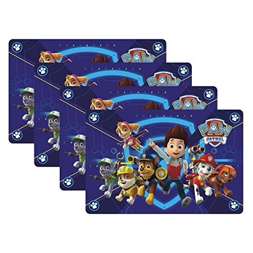 Zak Designs Paw Patrol Kid's Placemat, 4-Piece Set, Ryder, Rubble, Chase & Friends