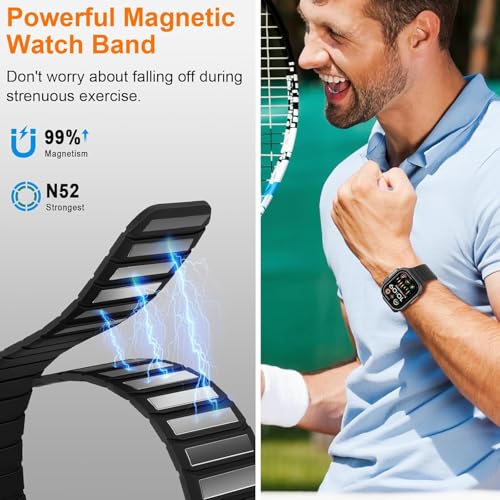 Image of Printme Silicone Sport Magnetic Band Compatible with Apple Watch 42 mm 44 mm 45 mm 46 mm 49 mm, Adjustable Strap for iWatch Series SE Series 1-8, Ultra 2 /3