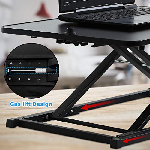 Standing Desk Computer Workstation Stand Up Desks Height Adjustable Sit to Stand Ergonomic Converter Laptop Stands Dual Tabletop Monitor PC Desktop Gas Spring Riser Table Fully Assembled,29\"