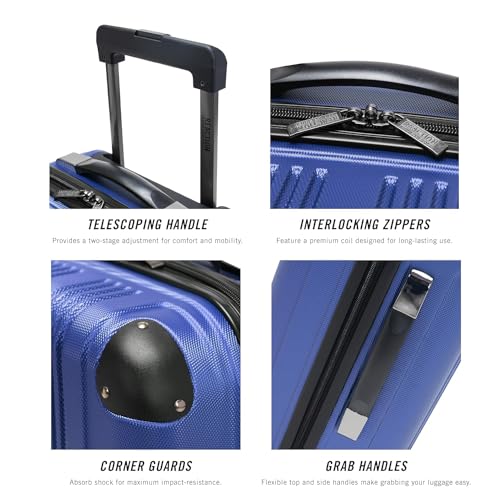 Image of Kenneth Cole REACTION Out of Bounds Lightweight Hardshell 4-Wheel Spinner Luggage, Cobalt Blue, 20-Inch Carry On