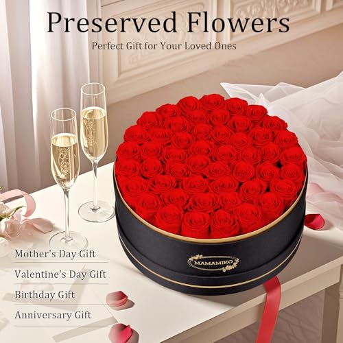 50 Preserved Roses in a Gift Box for Her - Forever Flowers for Delivery, Eternal Rose Mothers Gifts for Mom, Wife Anniversary Birthday Gifts for Women, Red - Image 4