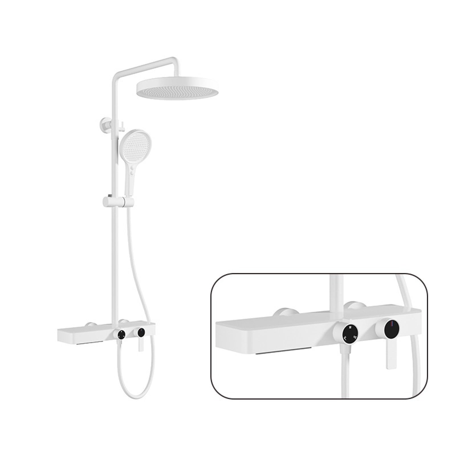 Fanjubei Third Function: Mute Bathroom All-Copper Multifunctional Hot And Cold Shower Set, Three-Function Matte White