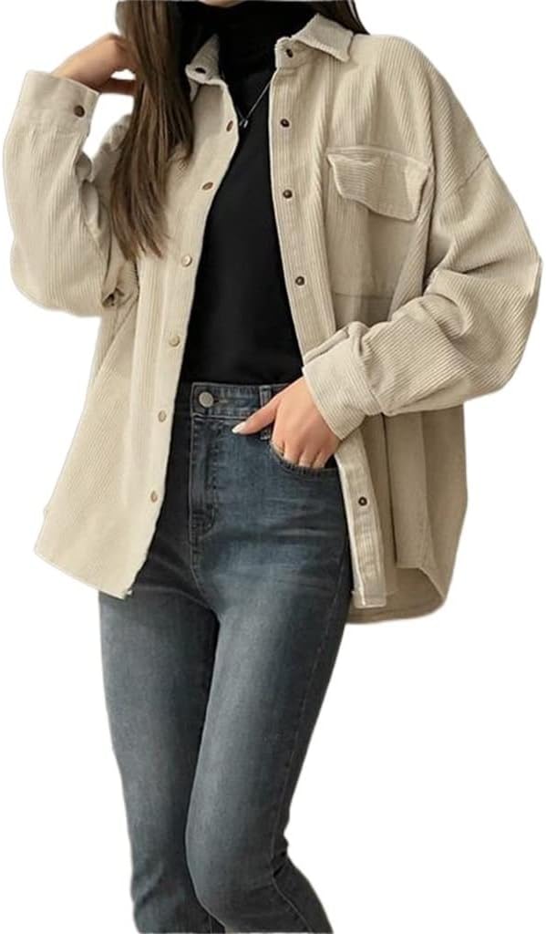 SHYPYG コーデュロイ ブラウス ラペル スプリング ジャパニーズ トップ (Color : A, Size : S)