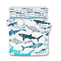 Morbuy Parure De Lit 3D Requin Manta – 135x200 Cm – Microfibre Douce – 1 Housse + 1 Taie