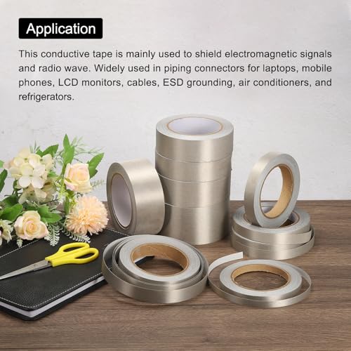 Image of MECCANIXITY Faraday Cloth Tape 0.24 inch W x 82 Feet Single Sided Conductive Cloth Fabric Adhesive Tape Roll for Laptop Cable EMI Shielding