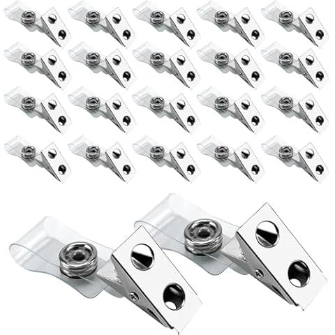 50Pcs Metal ID Badge Clips with Clear PVC Straps,Heavy Duty Name Badge Holders with Clip,Badge Clip for Student Employee ID Badges Cover