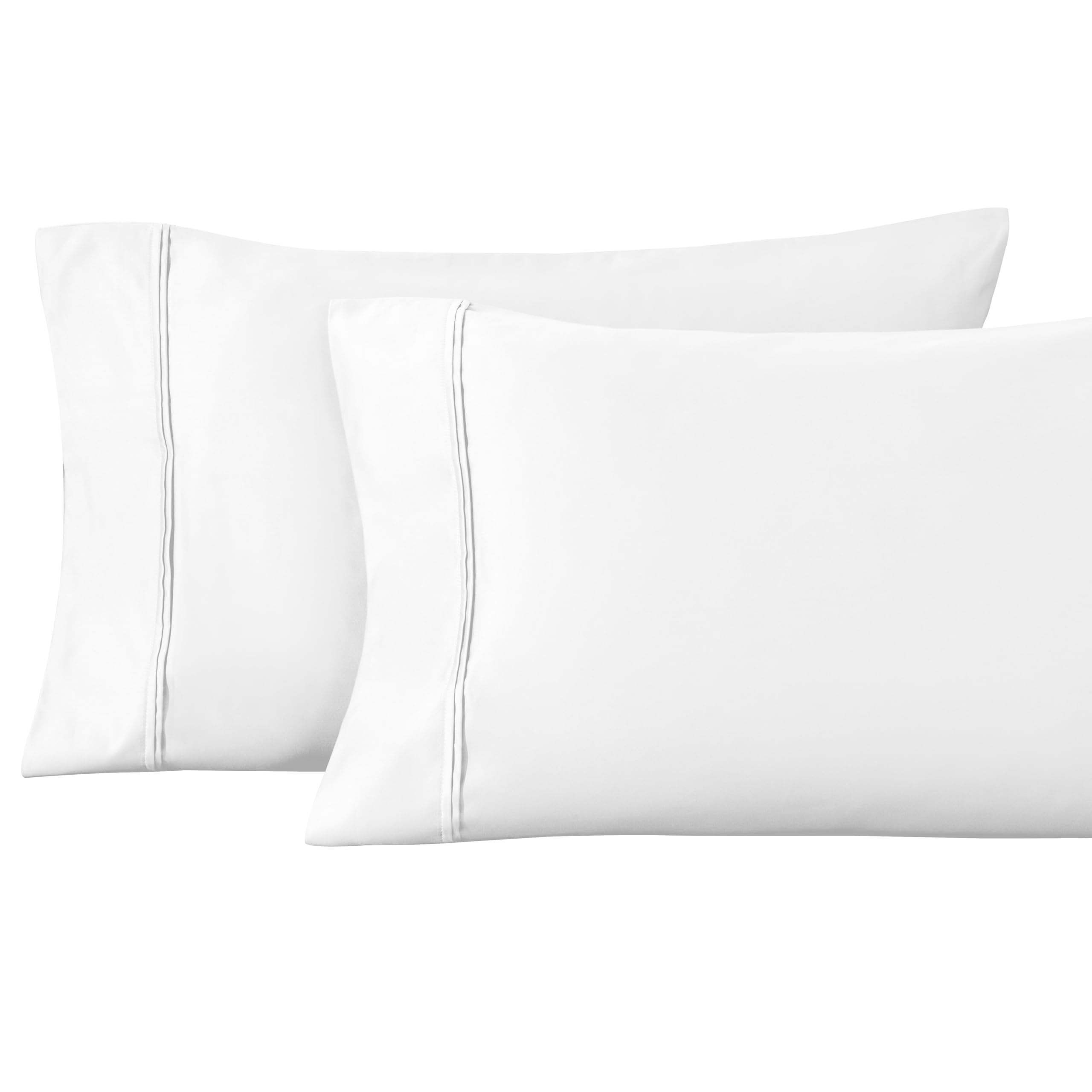1200 Thread Count 100% Egyptian Cotton, Soft and Breathable, 2-Piece Standard Pillowcase Set Solid, White