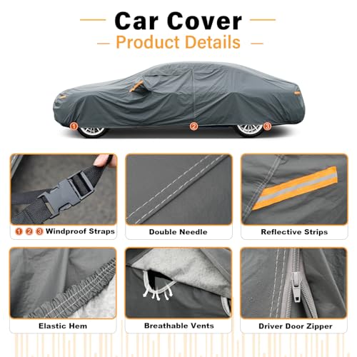 Image of GUNHYI Premium Car Cover Custom Fit Subaru Ascent, 16 Layers Heavy Duty Car Cover Waterproof All Weather with Zipper Door for Sun Rain Snow Dust Uv Protection