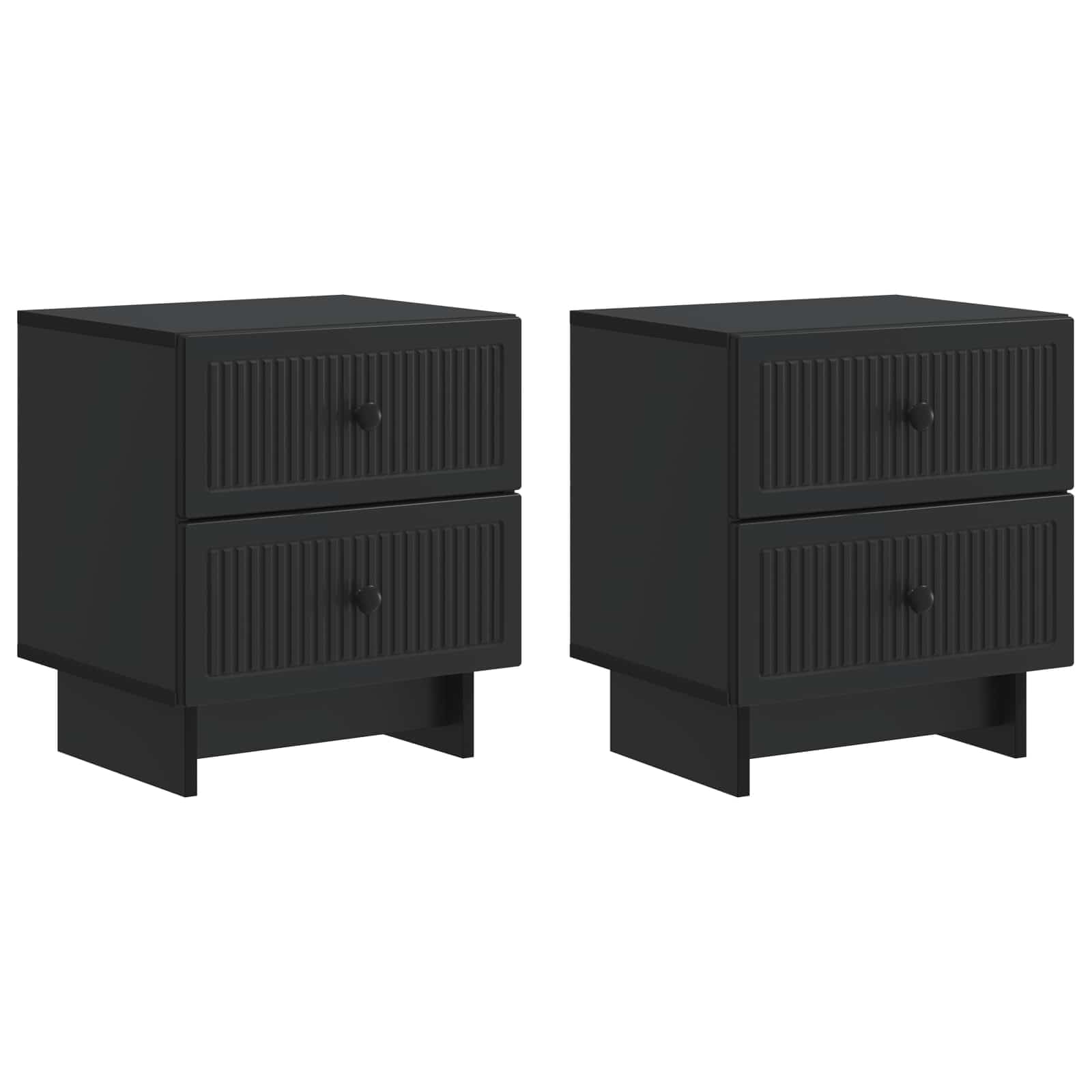 Petit Cabinet de Chevet Vintage Noir en Bois d'Ingénierie 2 Pièces
