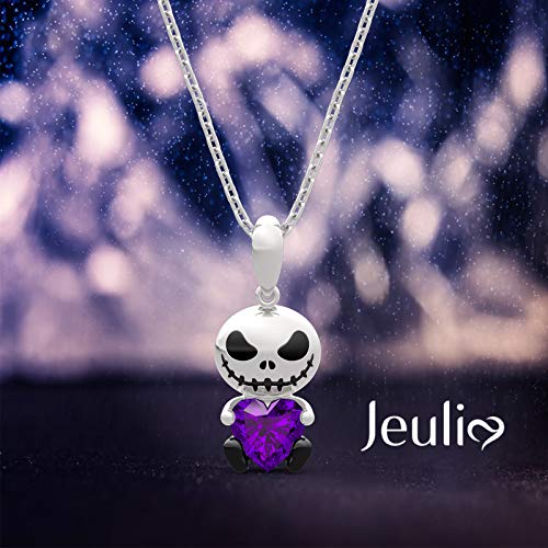 Image of Jeulia Hug Me Love Confession Skull Heart Cut Sterling Silver Necklace for Women Wife Girlfriend Engagement Wedding Anniversary or Birthday Christmas With Jewelry Box