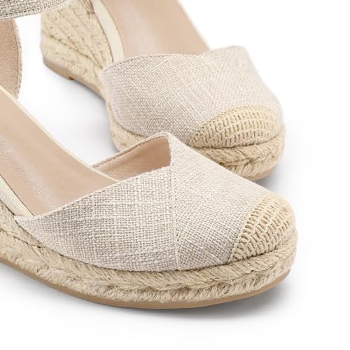 Women's Closed Toe Platform Sandals Summer Buckle Ankle Strap Espadrilles Wedge Sandals4