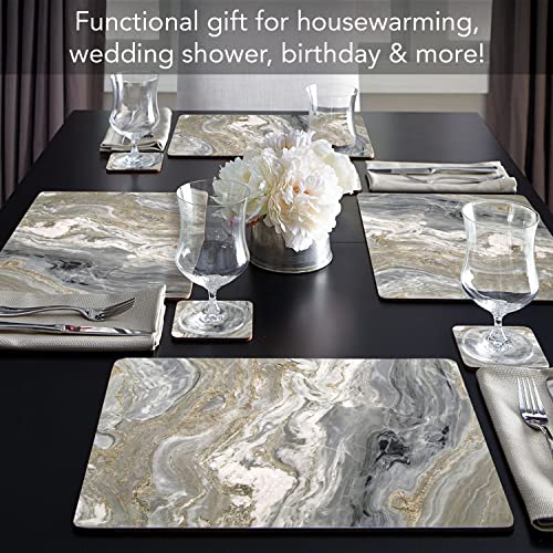 Cala Home Quartz Decorative Hardboard Cork Back Tabletop Placemats 4 Pack Manufactured In The Usa Heat Tolerant And Easily Wipes Clean #TOP1