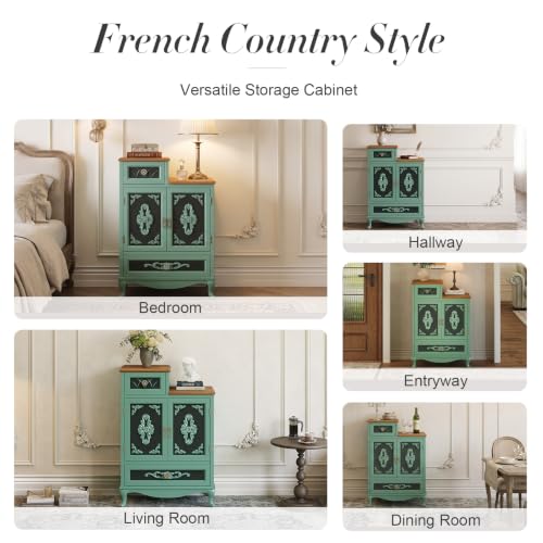 Image of JOINICE Vintage Accent Cabinet with Doors,Entryway,Hallway,Sage Green