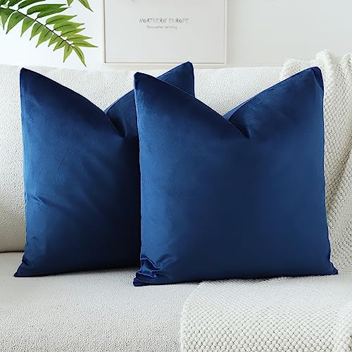 Housses de coussin en velours bleu foncé pour salon et grand canapé