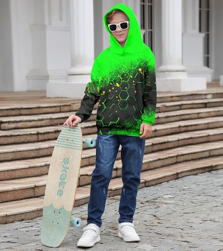 Image of Belovecol Boys Hoodies 3D Printed Hooded Sweatshirts with Pocket for 6-16Y | Pullover Hooded Style Pattern All-over Printed Long Sleeve Non-Fleece Soft Lightweight Tops for Kids