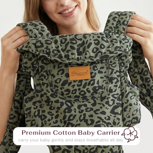 Image of Baby Carrier Newborn to Toddler(8-30lbs), Toddler Carrier Baby Holder Carrier with Adjustable Shoulder Strap, Chest Carriers, Green Leopard Print