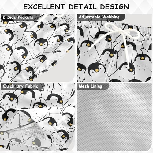 Boys Swim Trunks Quick Dry Beach Board Shorts Toddler Penguin Swimsuit Bathing Suits with Mesh Lining3