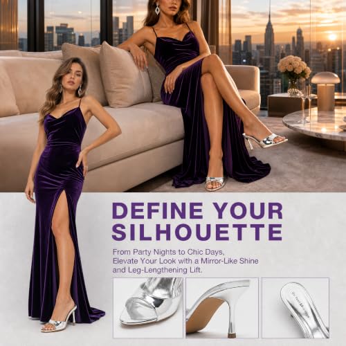 Image of On feet& in love Women's Slip-On Stiletto Heel Mule Sandals, Peep Toe, apricot, 2.95 Inch Heel, Casual Party Wedding Slides