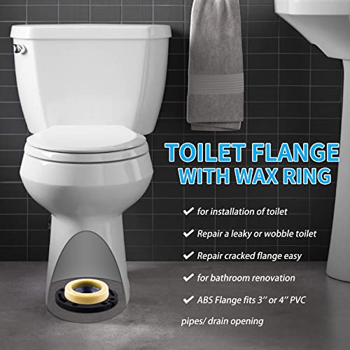 MENNTY Toilet Flange with Wax Ring for Toilets Replacement Kit Includes Bolts PVC Toilet Flange