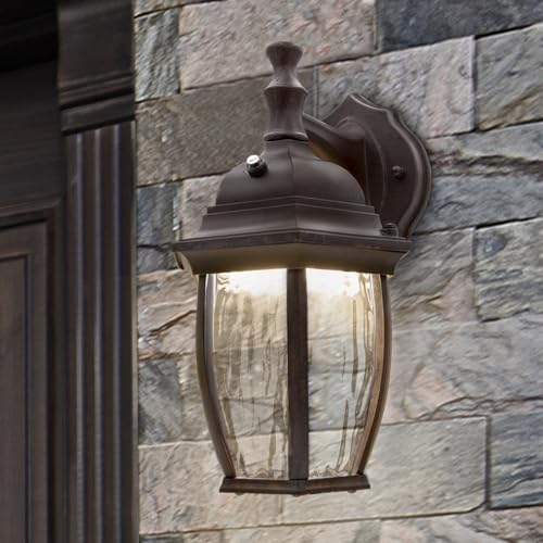 Maxxima Led Outdoor Wall Light - Features Clear Water Glass, 3000K Warm White, 580 Lumens, Dusk To Dawn Photocell Light Sensor, Patio Or Porch Sconce Fixture thumb #5