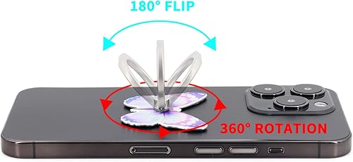 Miniatura 5 de Soporte de anillo de mariposa para teléfono celular, soporte de agarre para anillo de dedo, rotación de 360, soporte universal compatible con todos