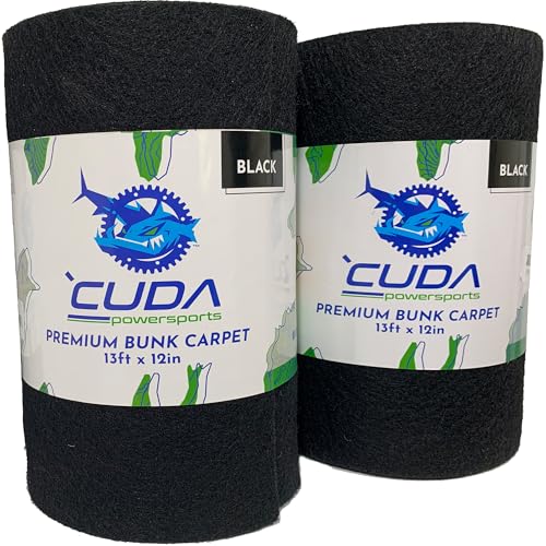 2-Pack Cuda Boat Trailer Bunk Carpet 12 Inch Wide x 13ft-New Premium 30 Oz Roll- Cuda Boat Bunk Carpet Black Parts Accessories Black Lift Runners Covers Waterproof