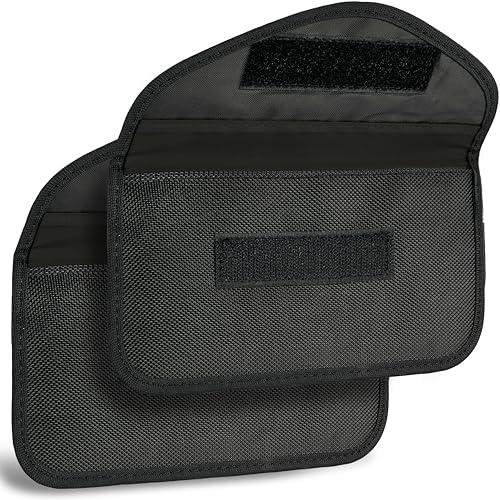MyGadget 2X Bolsa Movil [10,5 x 19,5 cm] para Protección contra la Radiación RFID y NFC para telefonos [hasta 6.8] y llaves de coche [Keyless Go] - Negro
