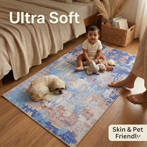 Image of Dream Weaverz Anti Slip Rectangular Carpet for Living Room & Hall | Silk | Flat Woven Soft Washable Floor Mat for Home, Bedroom Floor & Kitchen | Durable Anti Skid Rug for Daily Use (3 X 5) feet