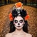 Shurhome Punk Flower Skull Headwear Dark Series Fashion Head Accessory Hairband for Halloween Event and Stage Show Dressingup Simulation Flower Headpiece