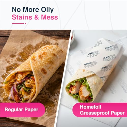 Image of HOMEFOIL Greaseproof Food Wrapping Paper Roll 25 Meter | Butter Paper | Oil Resistant | Food Grade | Microwave & Oven Safe | Ideal for Chapati, Roti Wrapping, Sandwich & Lunch Box
