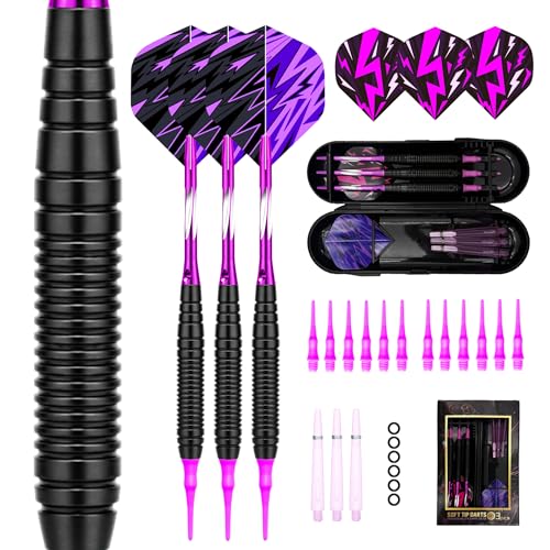 マイダーツ セット ソフトダーツ 19g 3本セット 初心者向け Oリング＆収納ケース付き Nomli(パープル)の商品画像（Amazon）