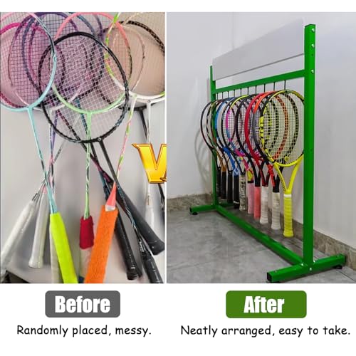 Soporte para raquetas con gancho para colgar, estante de almacenamiento que ahorra espacio para equipos de tenis y deportes, ideal para tiendas minoristas y áreas de entrenamiento