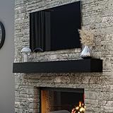 Ortaville 66' Floating Mantel Shelf - Modern White Fireplace Mantel with Matte Lacquer Finish for Living Room Elegance (66', Black)