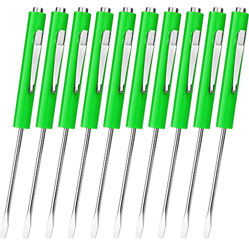 Honoson 10 Pcs Pocket Screwdriver Magnetic Mini Slotted Flathead, Green | Small…