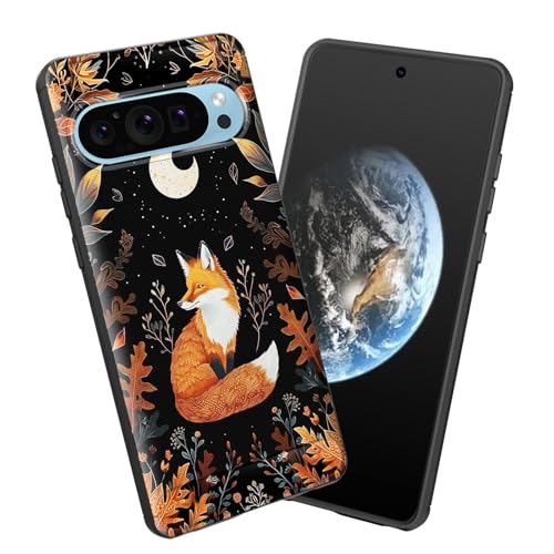smauncucn for Pixel 9/Pixel 9 Pro Case,Soft TPU Slim Fashion Anti-Fingerprint Non-Slip Protective Phone Case Cover for Google Pixel 9/ Pixel 9 Pro 2024,Cute Fox Moon with Plants