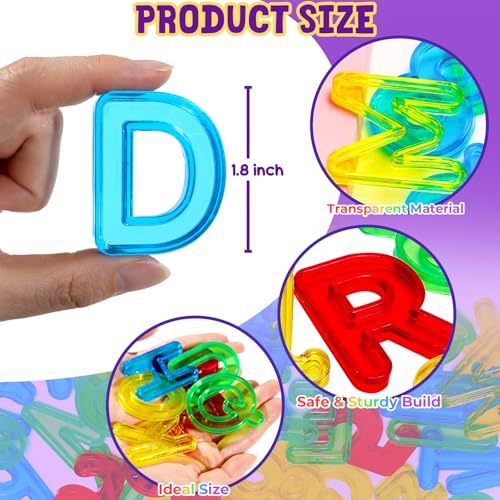 Image of Bbiamsleep 67 Pcs Plastic Practice Set Transparent Letters and Numbers | Colorful Plastic Letters Numbers Include Uppercase Lowercase Numbers Light Table Manipulatives for Counting Spelling Training