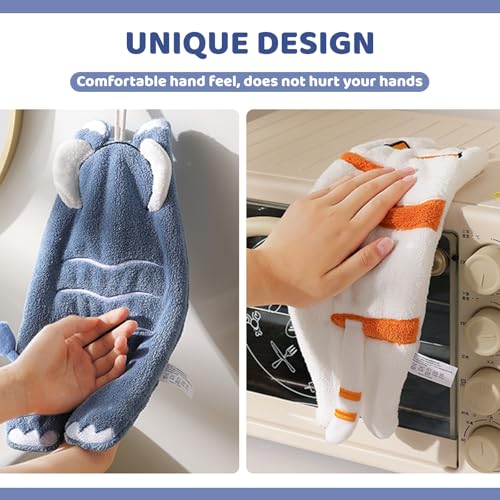 Dermalyx 2 Paños De Cocina De Coral Fleece, Toallas con Dibujo De Gato Y Elefante, Paños Uso En Cocina, Secado, Suaves Toallas De Coral Fleece - imagen 6