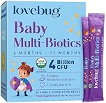Lovebug Baby Multi-Biotics for Babies - Organic Formula for Baby 6-12 Months Organic, Sugar-Free, Tasteless Powder, 30 Pack
